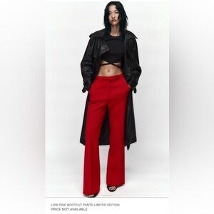 ZARA Red Low Rise Bootcut Trouser Pants XS Limited Edition